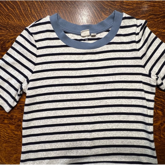 Gap T-Shirt Dress Supima Cotton Modal Grey Navy Stripe EUC Women's Small - Picture 5 of 6